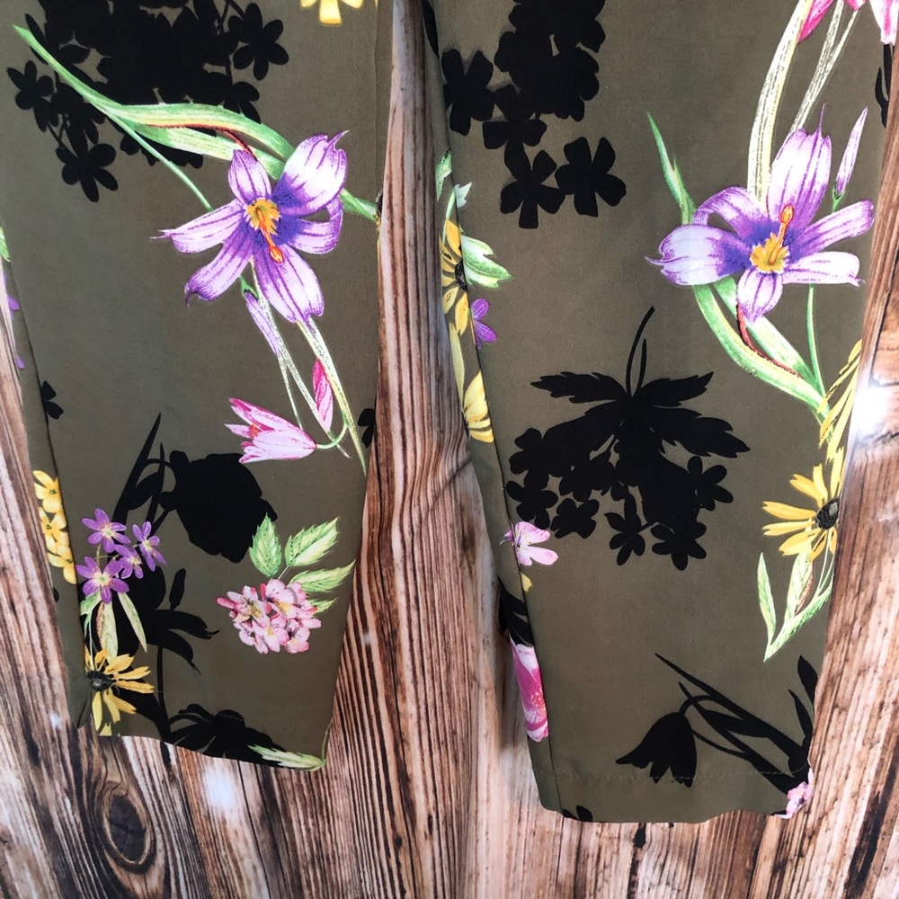 Like an Angel Olive Green Floral Dress Pants - Picture 3 of 8